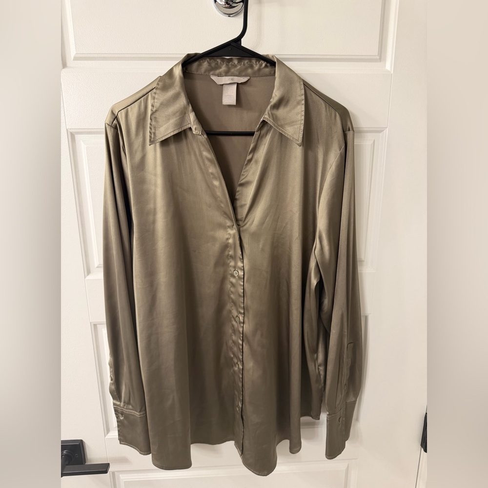 H&M Taupe Satin Shirt